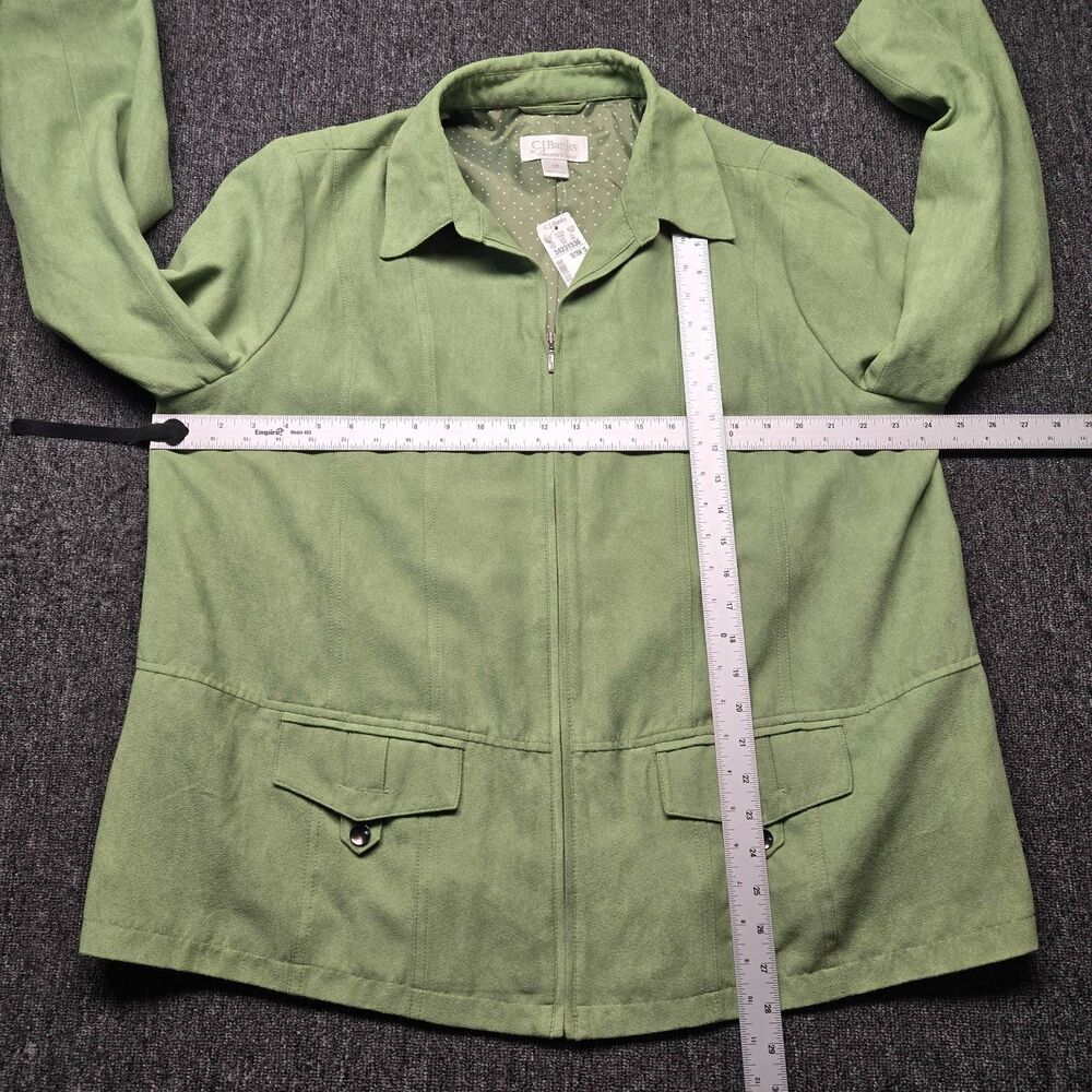NEW CJ Banks Suede Jacket Women’s Plus 1X Green Zip Front Casual Coat 16/18W - Picture 6 of 13